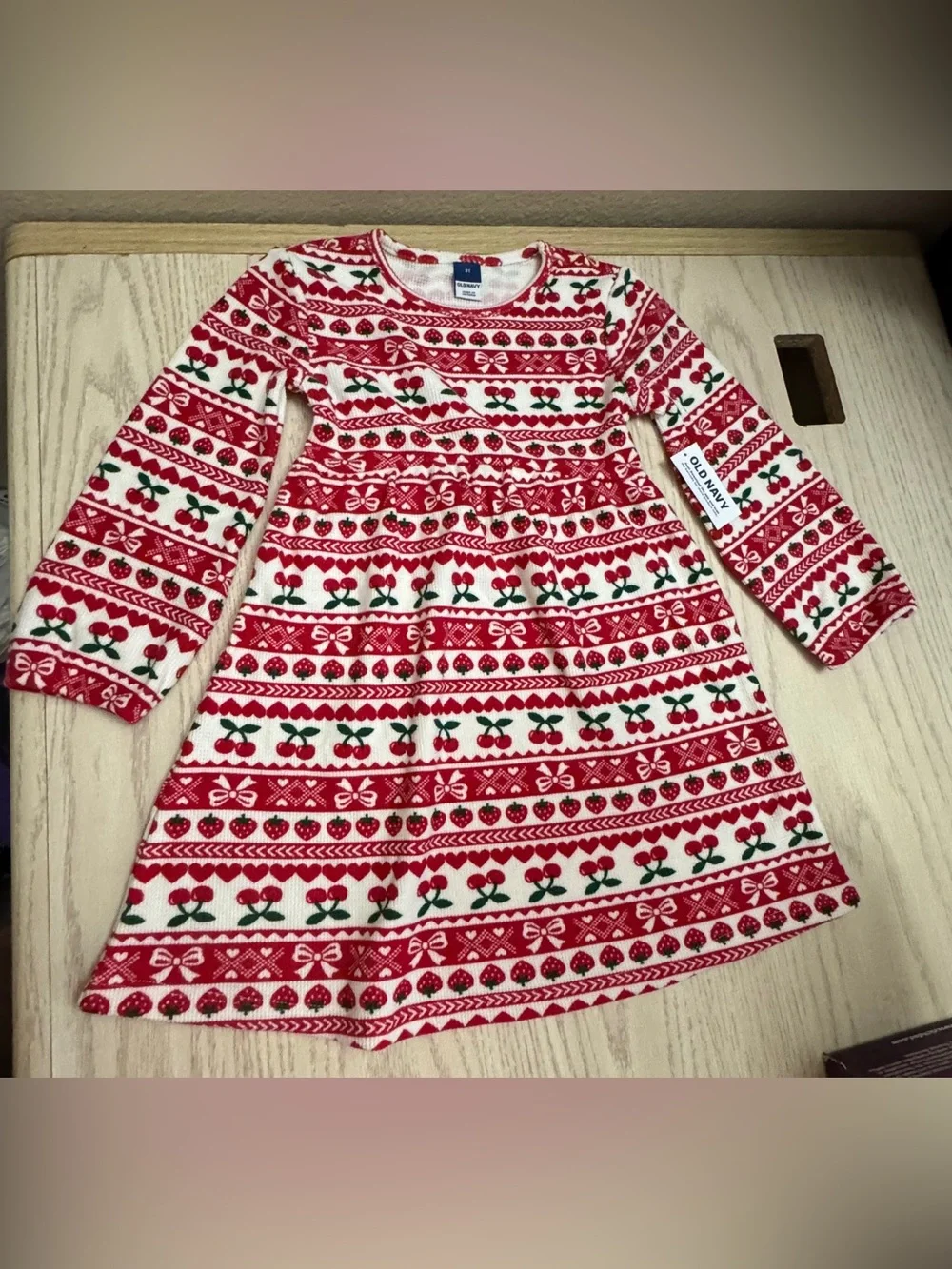 Long-Sleeve Waffle-Knit Dress for Toddler Girls size 3T